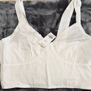 White Cotton Bralette - Women Intimates Crop Top. Size large Abercrombie